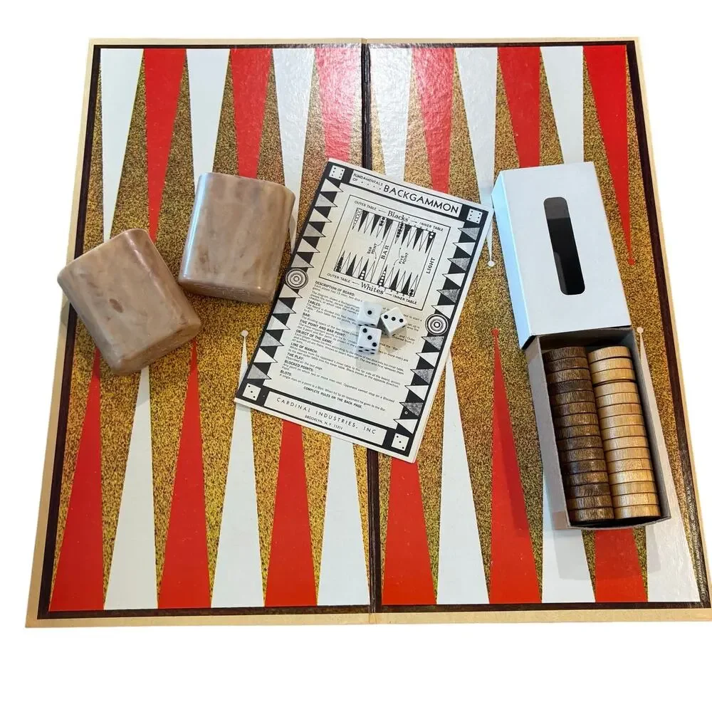 Vintage 1973 Board Game Lot - Hasbro Checker Set & Deluxe Backgammon Retro‎ 70s